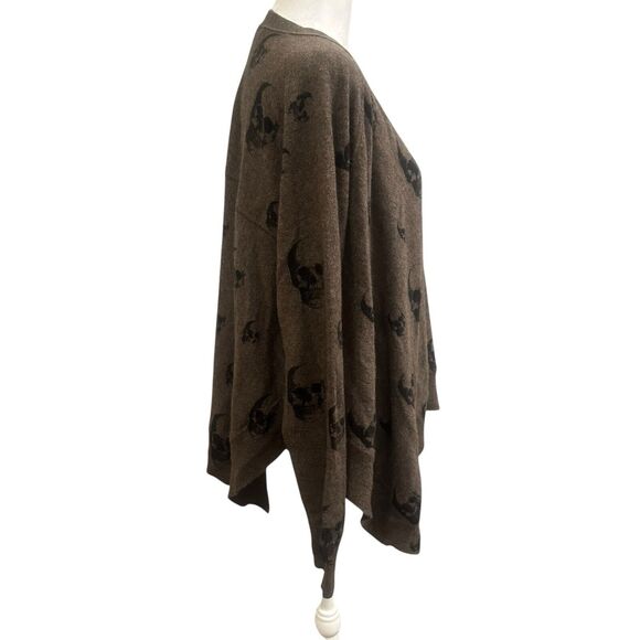 Skull Cashmere Women's Brown Skull Print Cardigan Cashmere Sweater Size S - Picture 2 of 12